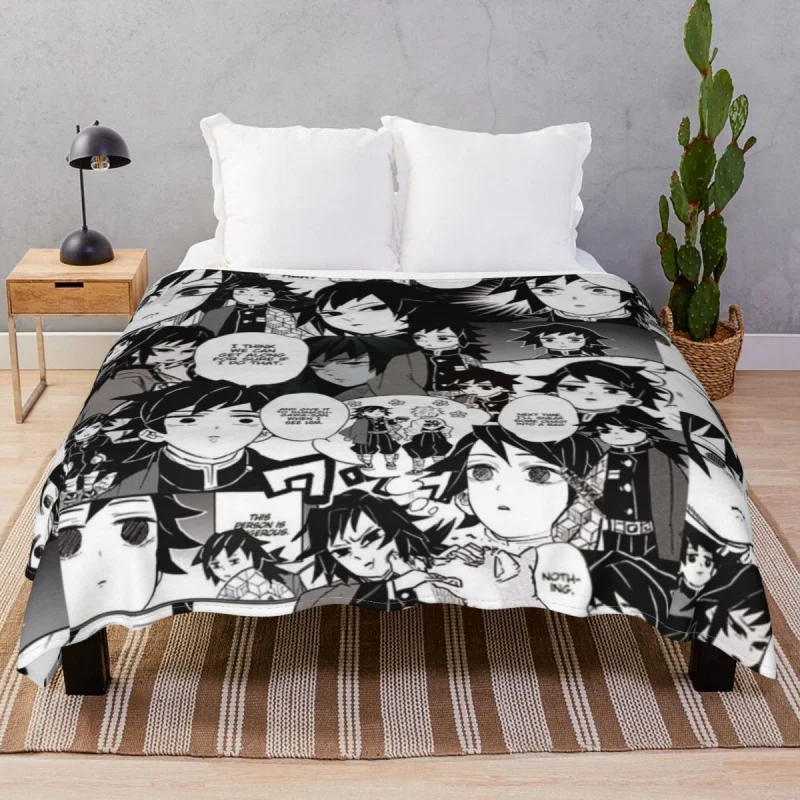 

Derp Giyuu Collage Demon Slayer Blanket Flannel Spring Autumn Lightweight Thin Throw Thick blankets for Bed Home Cou