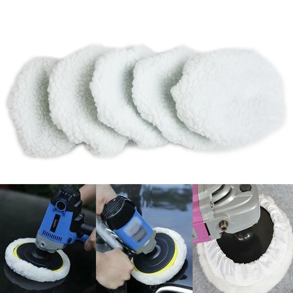 

5pcs 5-6inch Polishing Bonnet Buffer Pads Set Soft Wool Pads For Boat Car Polish Buffer Drill Wheel Polishing Removes Scratches