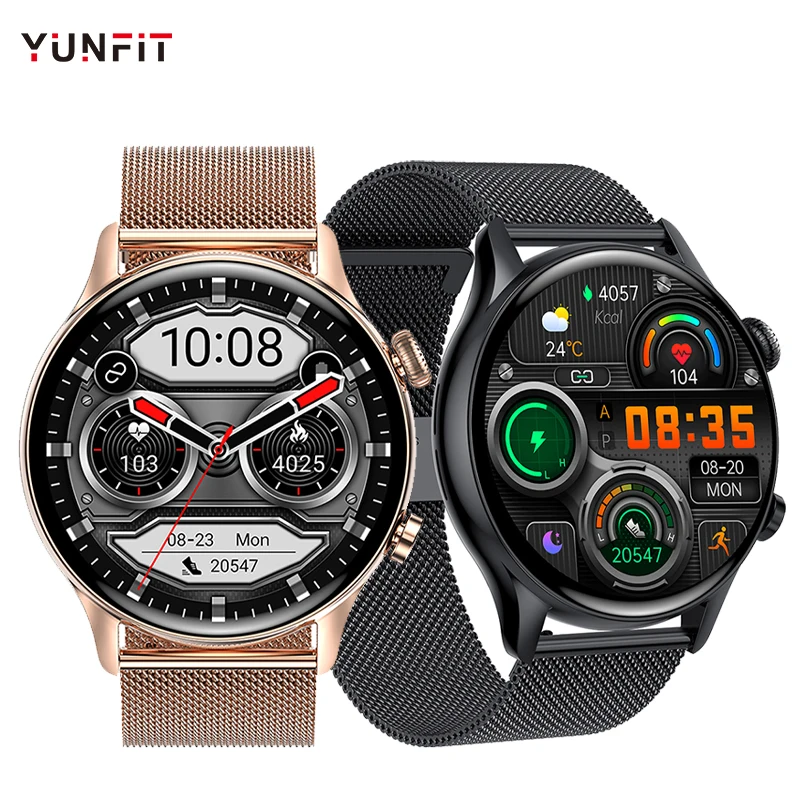 

Мужские Смарт-часы YUNFIT в деловом стиле AMoLED 390*390 HD экран HK8 Bluetooth звонок пульсометр водонепроницаемые спортивные часы PK GT3