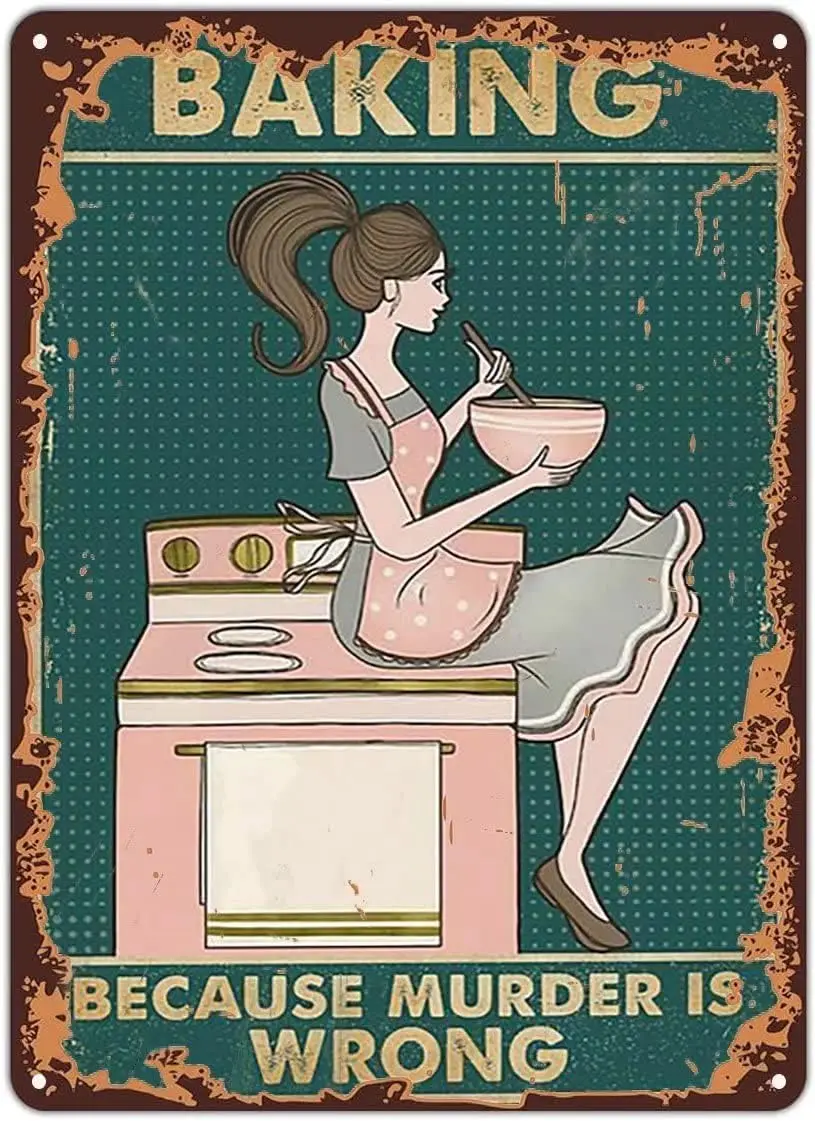 WZVZGZ Металлическая жестяная ретро-вывеска для выпечки потому что убийство - это