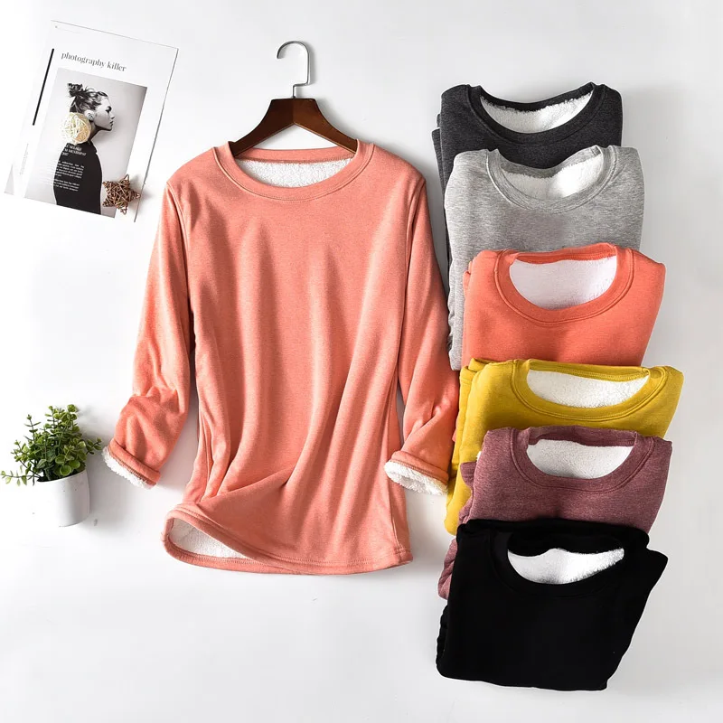 

Осенне-зимняя кашемировая теплая женская футболка с длинными рукавами и бархатной подкладкой, теплая одежда с плотным дном, рубашки