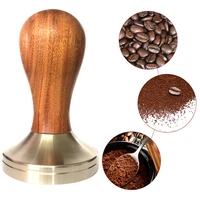 wooden espresso coffee tamper 51mm58mm stainless steel flat base coffee espresso accessories coffee tamper dropshipping