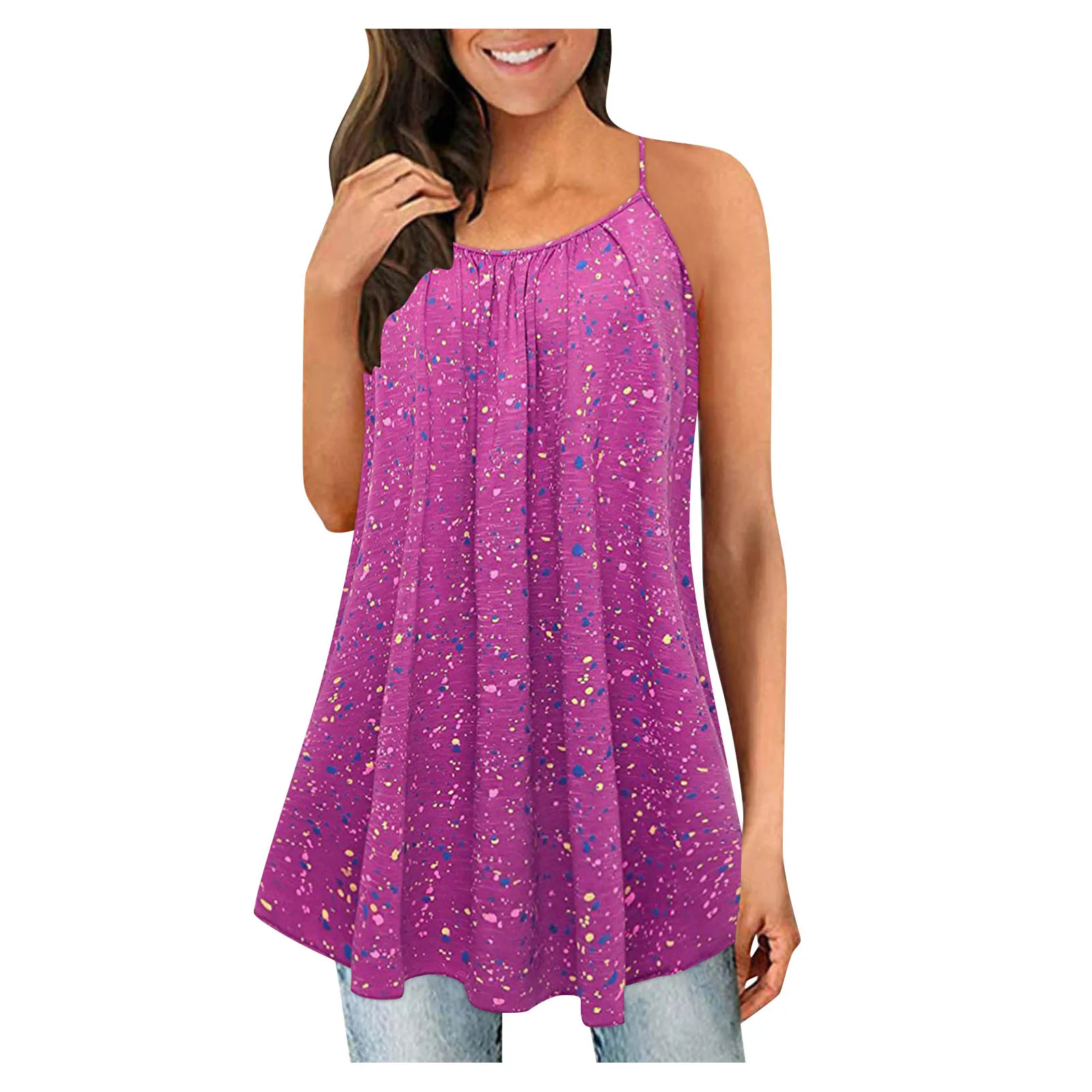 Майка женская с принтом топ без рукавов Повседневная Свободная майка круглым