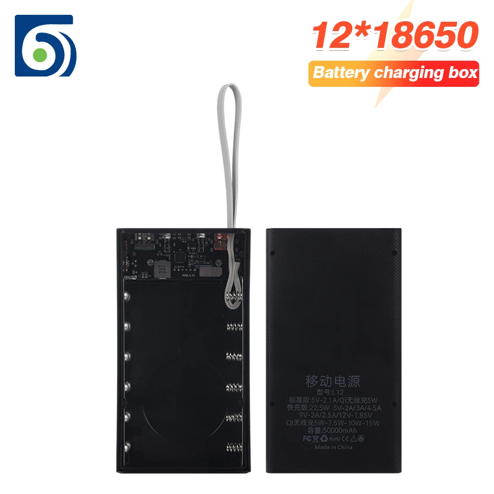 

Byscoon Fast Charging 18650 Power Bank Cases Battery Charge Storage Box Wireless Charging For iPhone 13 Pro Max 12 Mini Samsung