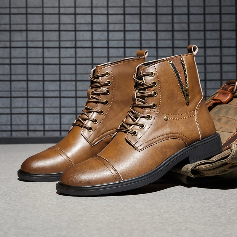 Ботинки Челси мужские золотистые модная кожаная обувь удобные полусапожки в