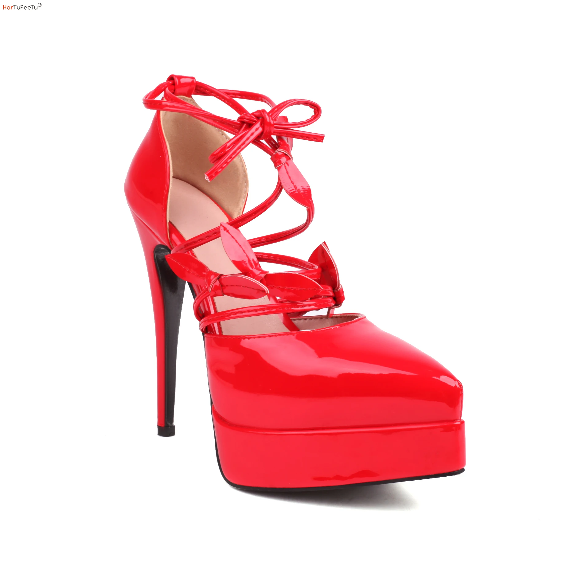 

Summer Sandals Women 2023 Stiletto Sexy High Heels Platform Shoes Patent Leather Cross Bandage Pointed Toe Club Zapatos Mujer