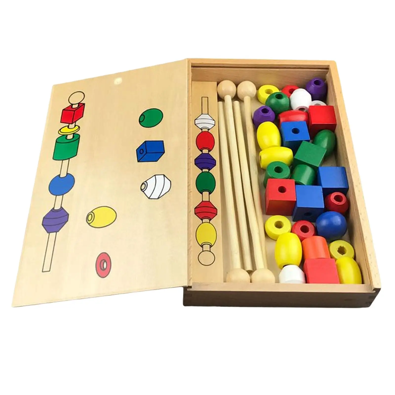 

Wooden Colorful Montessori Stacking Balancing Sorting Bead Building Blocks Sensory Toys 2 3 Years Old Kids Toddlers