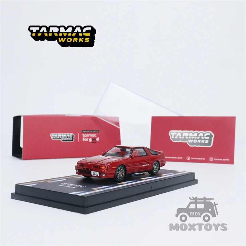 Фото Tarmac работает 1:64 Toyota Supra MA70 красная модель автомобиля под давлением | Игрушки и