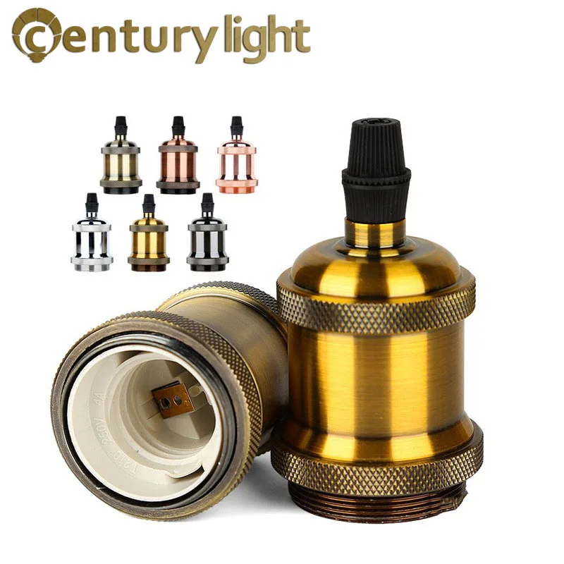 

5pcs Lamp Base E26 E27 Vintage Industrial Edison Pendant Light Socket Retro lamp Holder 220V Copper Chrome Lampholder Fixture