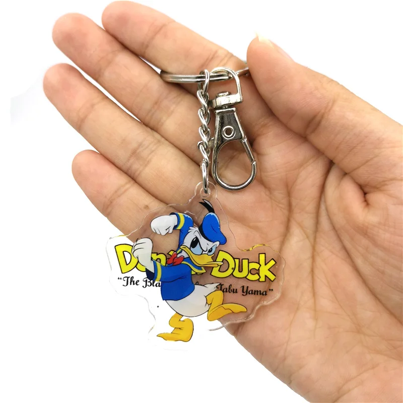 Дональд Дак: двусторонний прозрачный акриловый анимационный брелок для ключей с творческим периферийным кольцом для подарка мобильного телефона