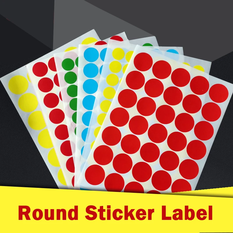 10 Sheets Color Round Sticker Hand Write Easy Stick A4 Size 38mm 30mm 25mm Transparent Red Blue Yellow Green Label