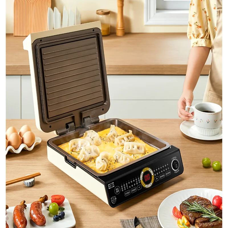 

Электрическая сковорода для торта Midea, съемная и моющаяся Двусторонняя нагревательная антипригарная глубокая сковорода, электрическая ско...