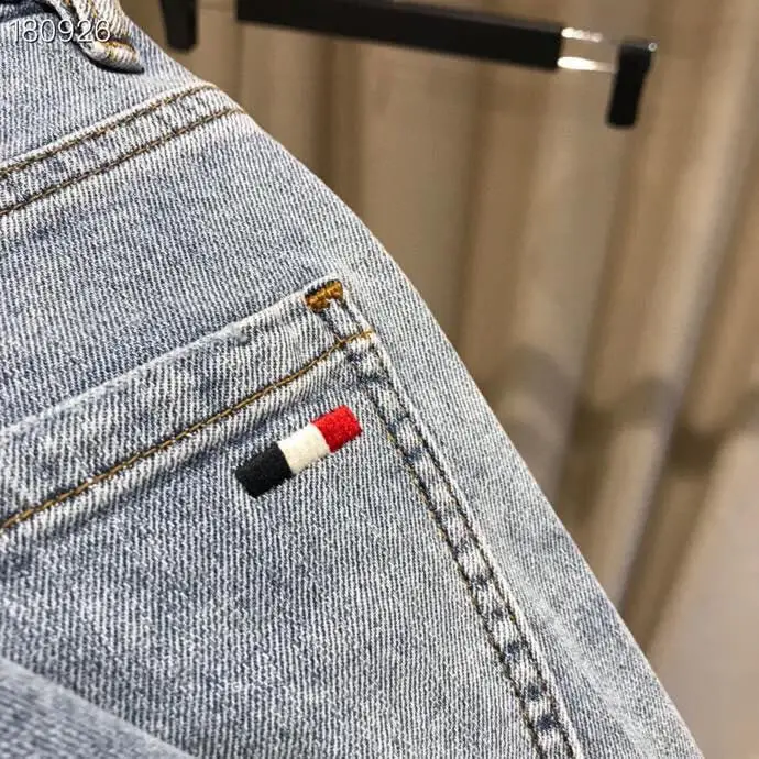 Джинсы мужские прямые в полоску модные роскошные Брендовые брюки из денима