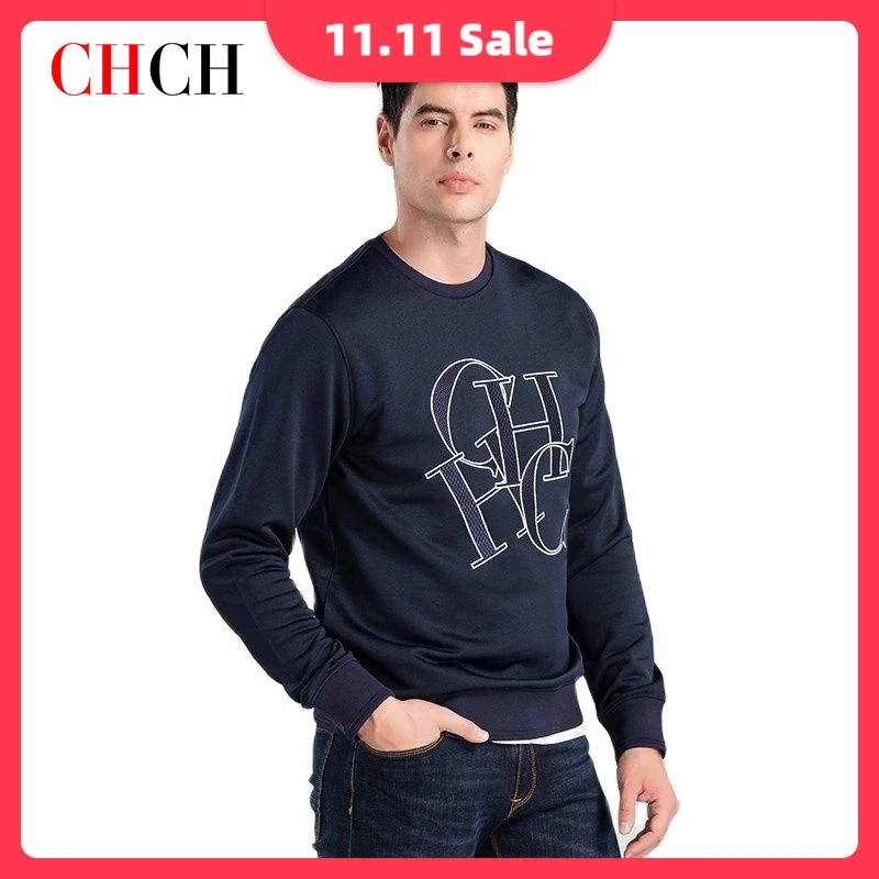 

CHCH Fashion Men's Sweatshirt Cotton 100% Embroidered Letters Thin Soft Men's Long Sleeve Clothes Summer Autumn Wear