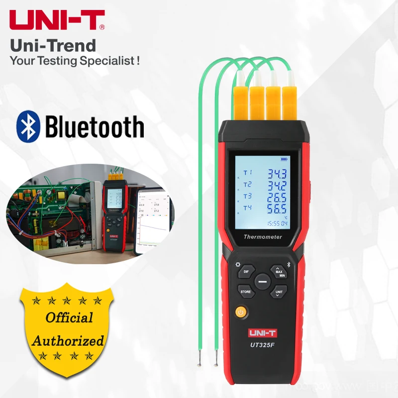 

UNI-T UT325F Intelligent digital display four-channel contact thermocouple thermometer / J, K, T, E, R, S, N type / Bluetooth