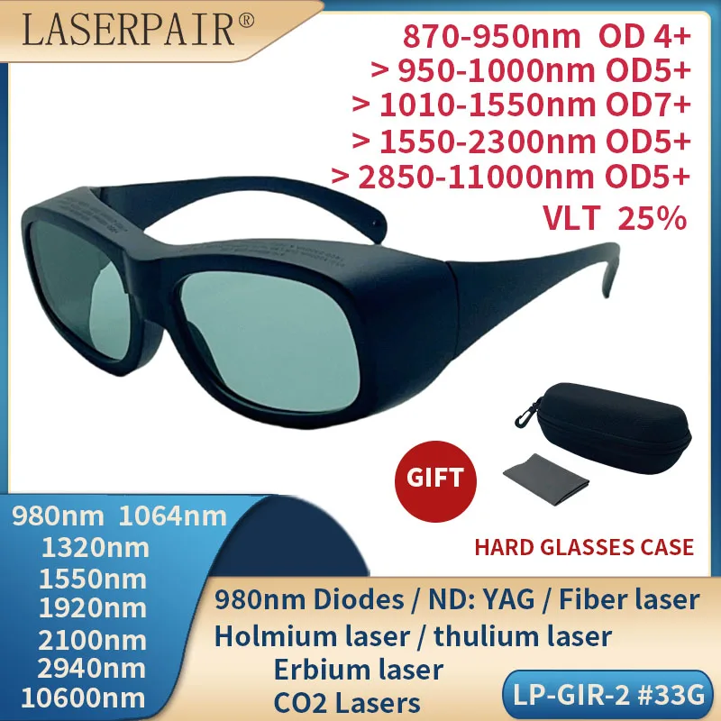 LaserPair 870-11000nm впитывающие минеральные стеклянные лазерные защитные очки для