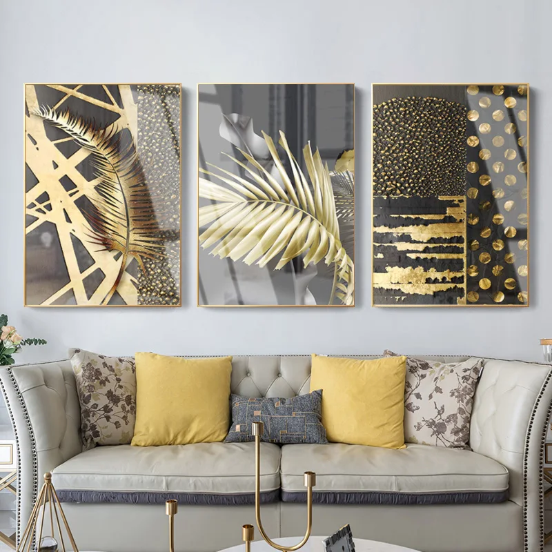 Абстрактная Скандинавская версия роскошные золотые ветви и нефритовые листья