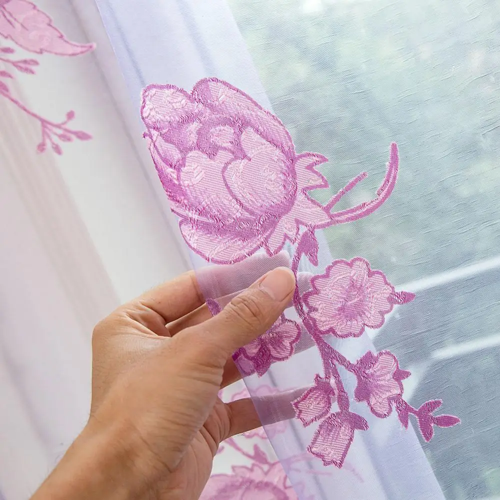 Роскошные занавески с цветочным принтом прозрачная тюлевая вуаль занавеска