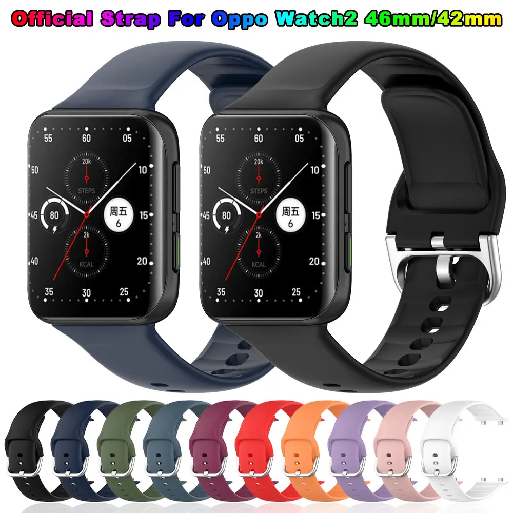 Фото Официальный силиконовый ремешок для часов OPPO Watch 2, 42 мм, 46 мм, сменный ремешок для часов OPPO Watch2, ремешок для умных часов, аксессуары №1