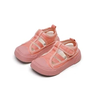 girls hollow sandals 2022 summer fashion boys canvas shoes baby mesh covered toes children simple breathable casual sandals