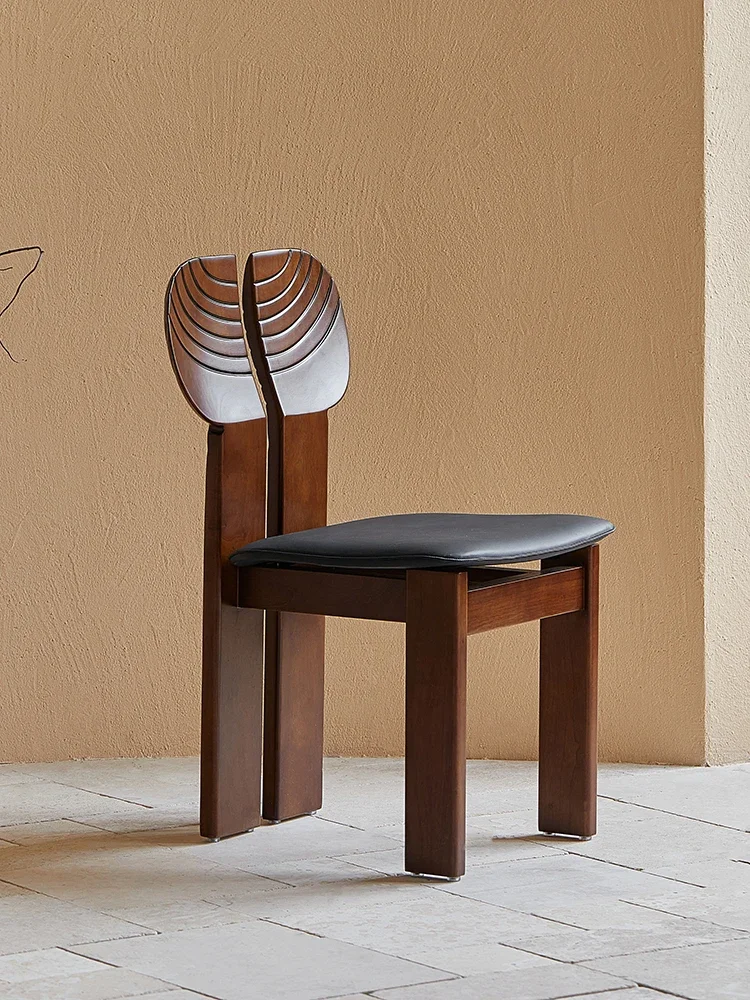 Резная спинка художественный стул винтажный архитектурный обеденный из массива