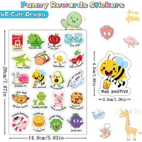 100pcs cute cartoon animals reward stickers with word motivational stickers for school teacher kids student stationery stickers
