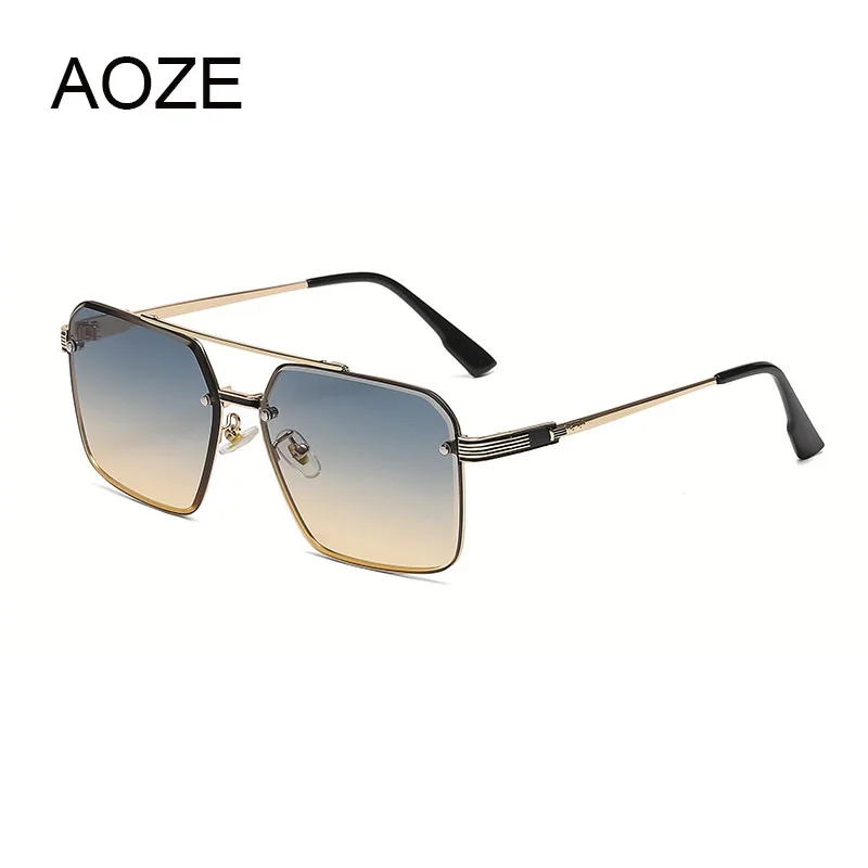 

AOZE 2022 модные крутые квадратные металлические стильные градиентные солнцезащитные очки для мужчин и женщин винтажные Роскошные брендовые д...