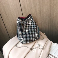 women shoulder bags 2022 pu leather handbags female shopper purse spring and summer fashion casual rhinestones chain bucket bags