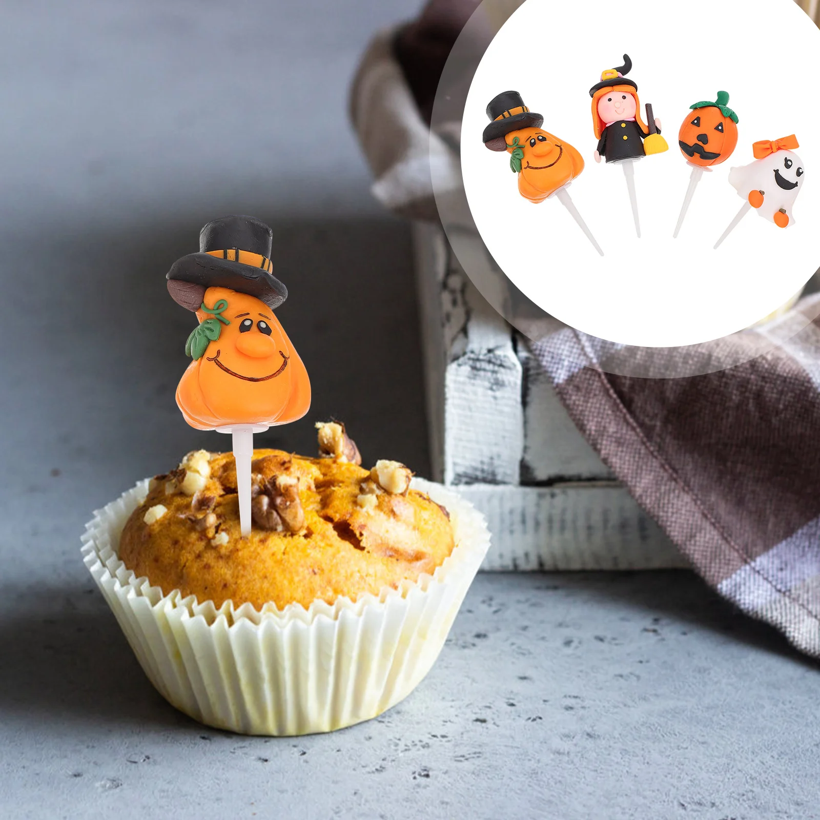 

Cupcake Ornament Cake Picks Decorations Party Toppers Pumpkin Supplies