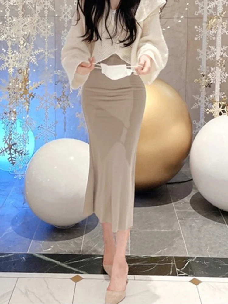 

Женская облегающая юбка-годе с высокой талией и оборками