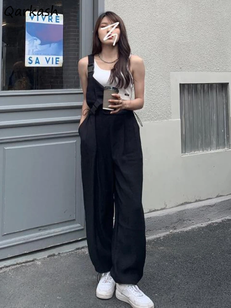 

Jumpsuits Women All-match Ins College Leisure Street Wear Gentle Summer Chic Korean Style Cargo Loose Stylish Mujer Solid Design