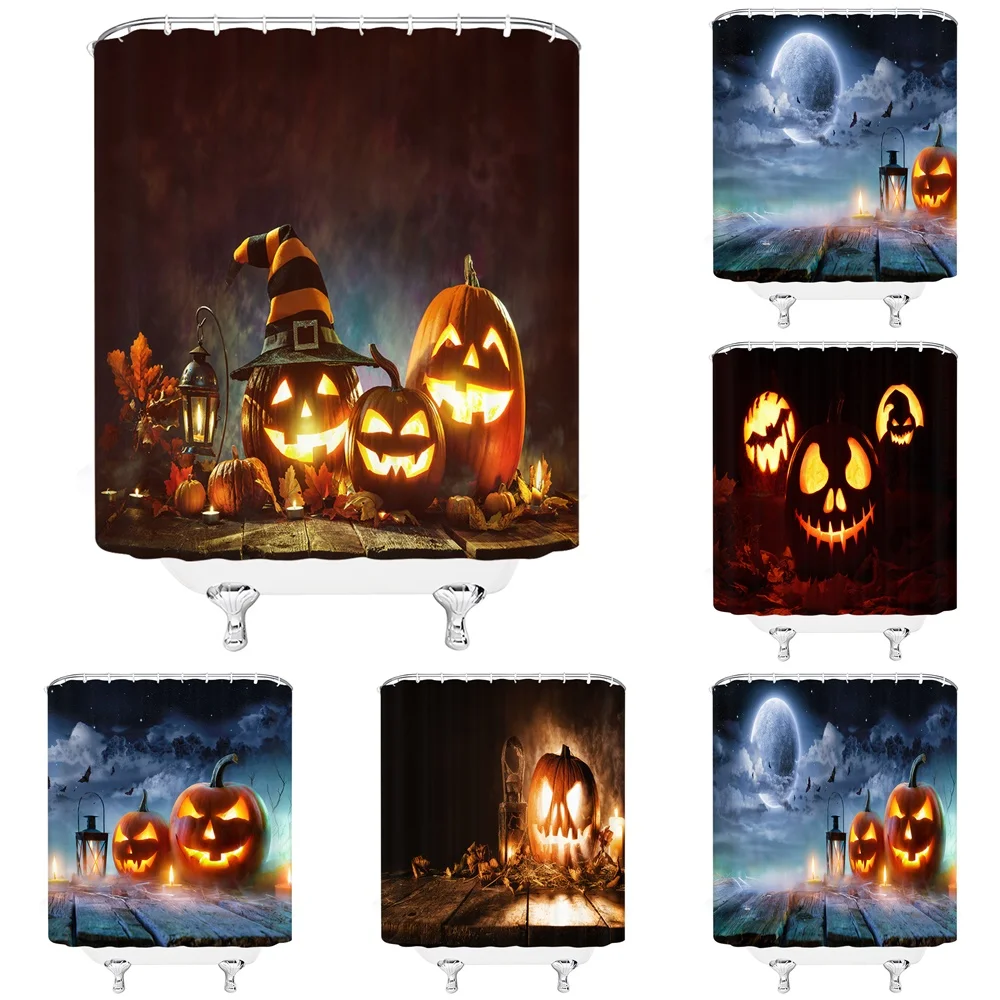 

Занавеска для душа на Хэллоуин с изображением тыквы s, волшебника, занавеска для ванной из водонепроницаемого полиэстера, занавеска для ван...