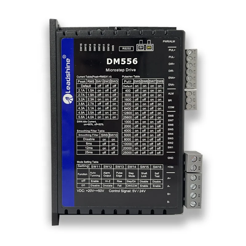 Фото Электродвигатель Leadshine DM556 V3.0 с контроллером скорости или контроллер шагового двигателя DM556, стандартный гибридный контроллер PWM 200А №1