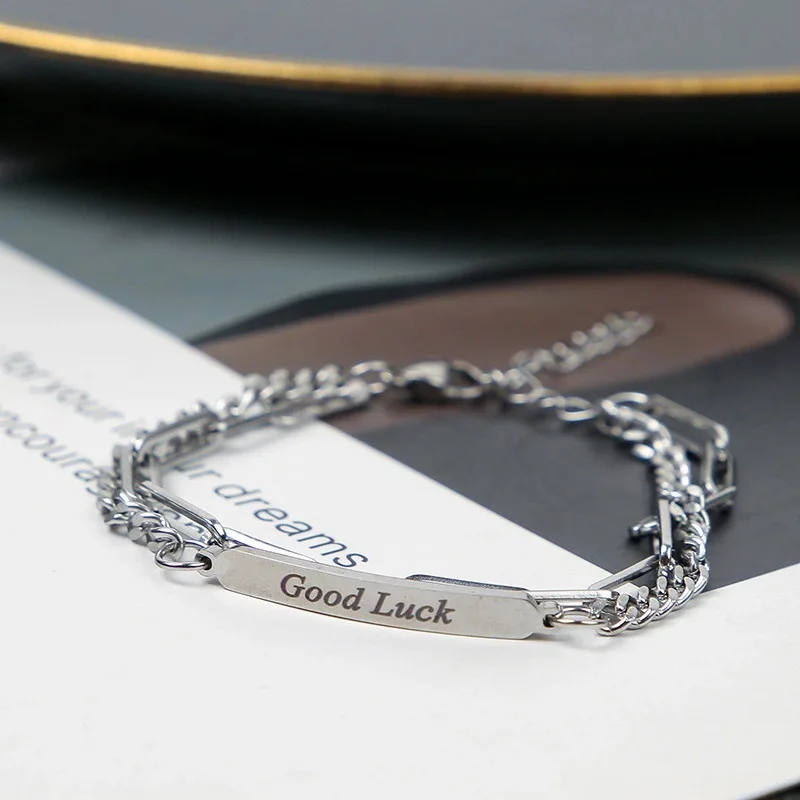 

Good Luck Double Chain Hip Hop Bracelets for Men Women Charms Jewelry Accessories Pendant Gifts Fashion Forever