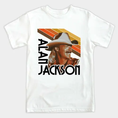 

Alan Jackson Vintage Retro Photo Graphic White T-Shirt Tee Shirts