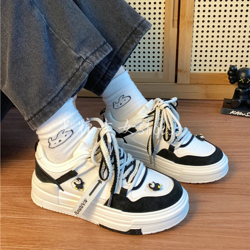 SHANPA 2023 Spring and Autumn Versatile Sports Shoes for Women Niche Original Korean Fashion Casual Student White Shoes