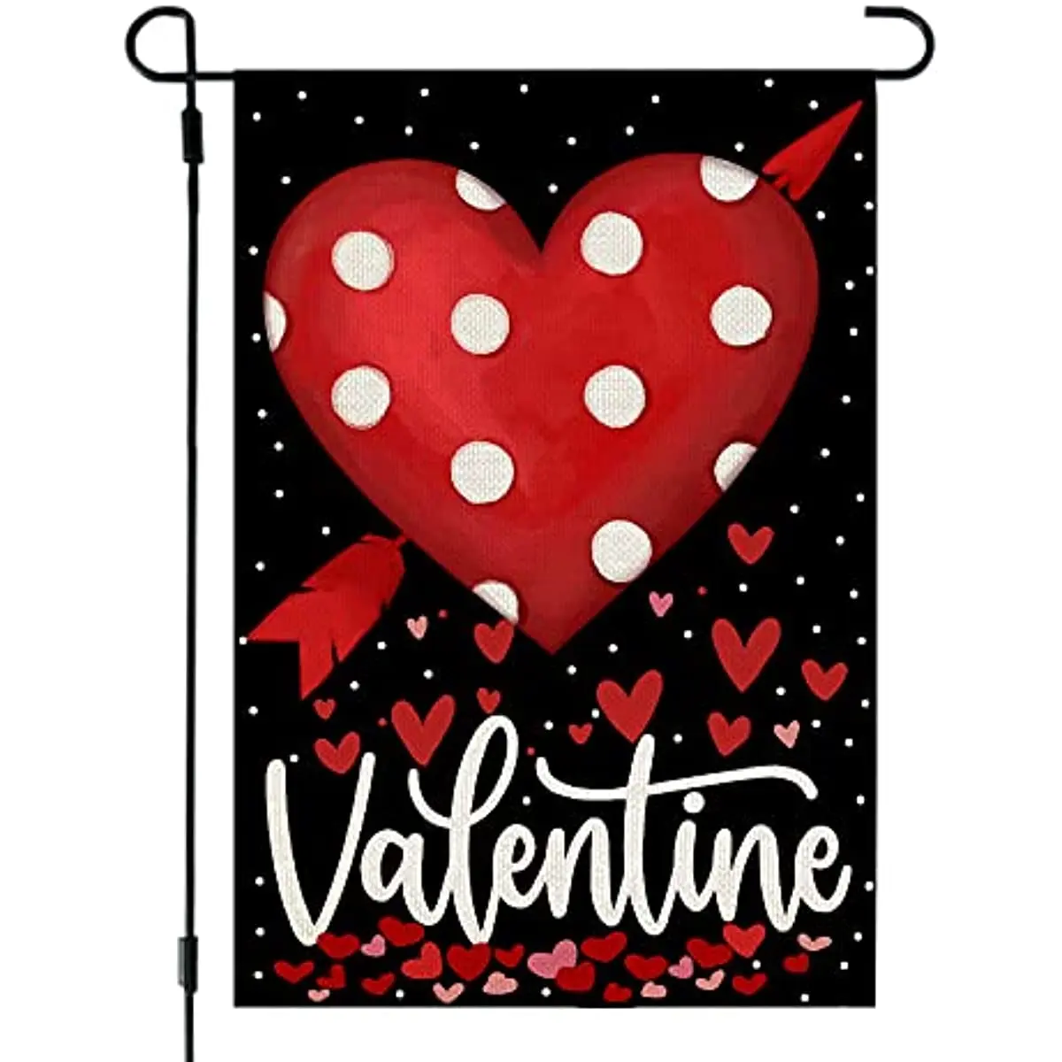 

White Polka Dots Beauty Valentines Day Garden Flag 12x18 Inch Small Double Sided for Outside Love Heart Yard Outdoor Decoration