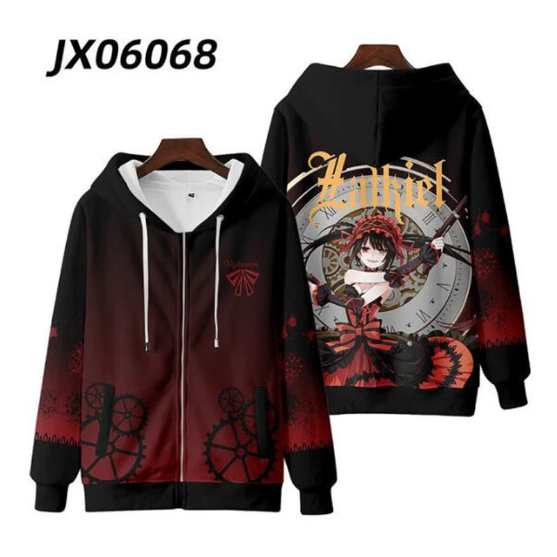 Anime Date A Live Cosplay Costume Yatogami Tohka Tobiichi Origami Tokisaki Kurumi Nightmare 3D Hoodies Zipper Hooded Sweatshirts images - 6