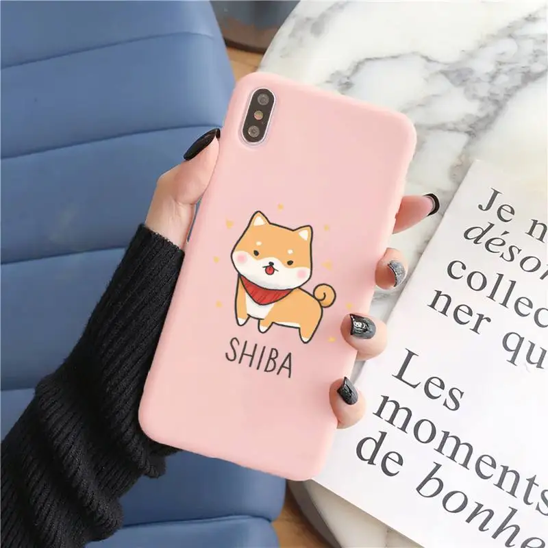 Мягкий однотонный чехол FHNBLJ с собакой Шиба-ину для iphone 11 12 13 mini pro max 7 8 plus 6 6s x xs xr Capa
