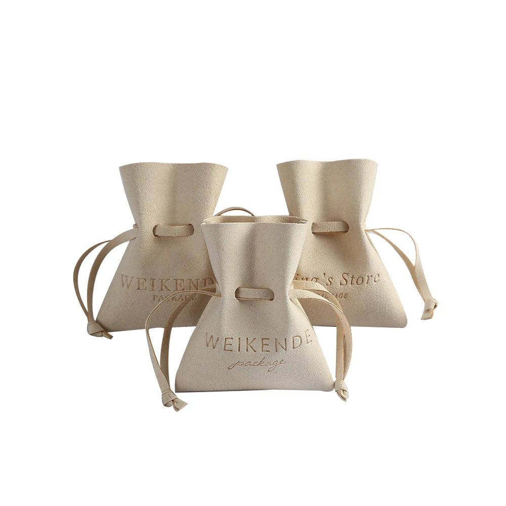 100pcs Microfiber Small Gift Jewelry Bags Customize Logo Travel Jewelry Pouch For Rings Pendant Wedding Favors Candy Goodie Bag