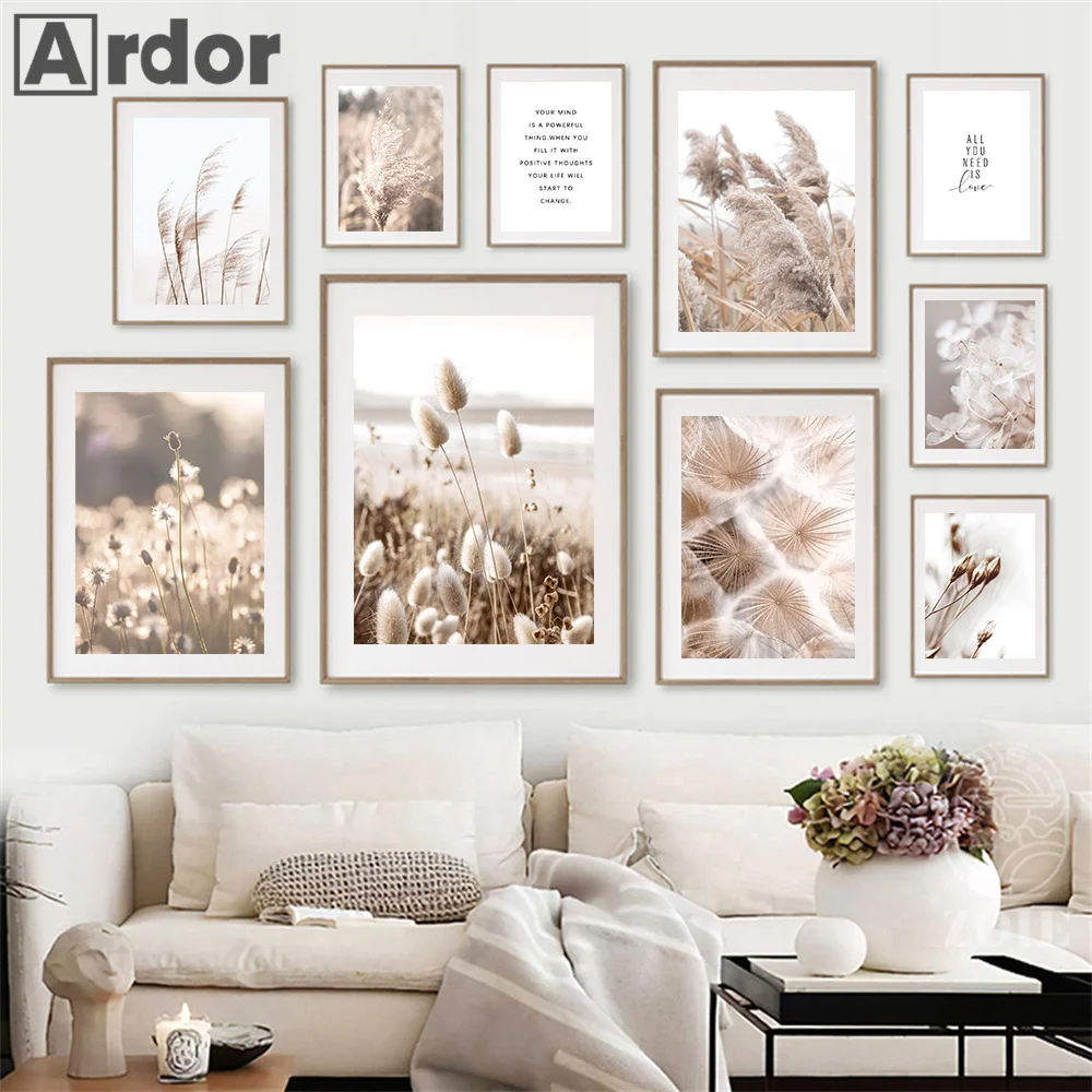 

Dried Grass Flower Reed Wheat Dandelion Quotes Wall Art Canvas Painting Posters And Prints Wall Pictures For Living Room Decor
