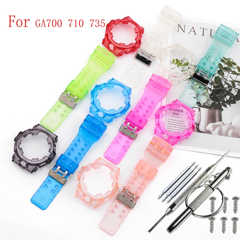 Transparent strap case Suitable for Casio watch with Ice Tough GA-700 710 735/5413 Men's and women's strap watch accessories