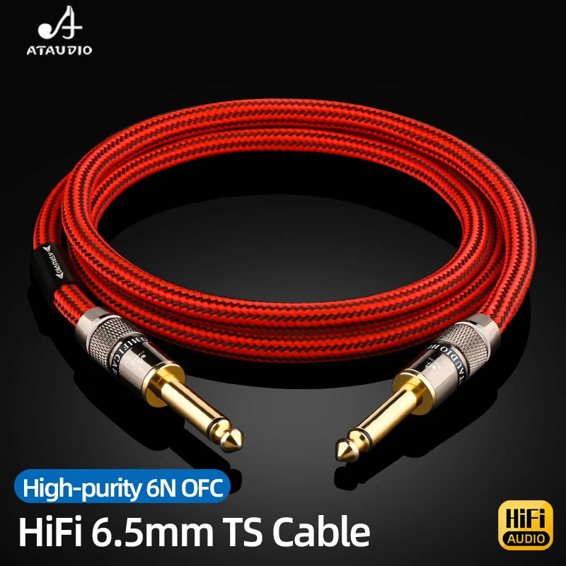 Фото Высококачественный аудиокабель HiFi 6N OFC 6,5 мм TS с балансным подключением, штекер-штекер, для усилителя, микшера, колонок. №2