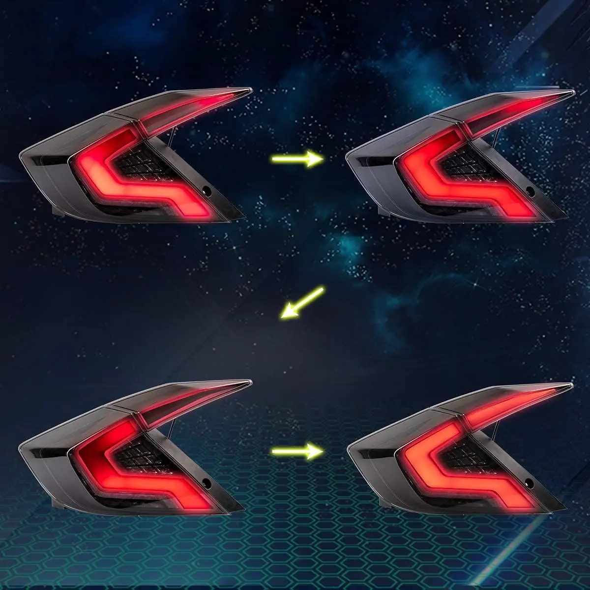 Светодиодные задние фонари для Honda Civic Sedan 10th Gen 2016-2021 DRL Start Up Animation Задний фонарь в