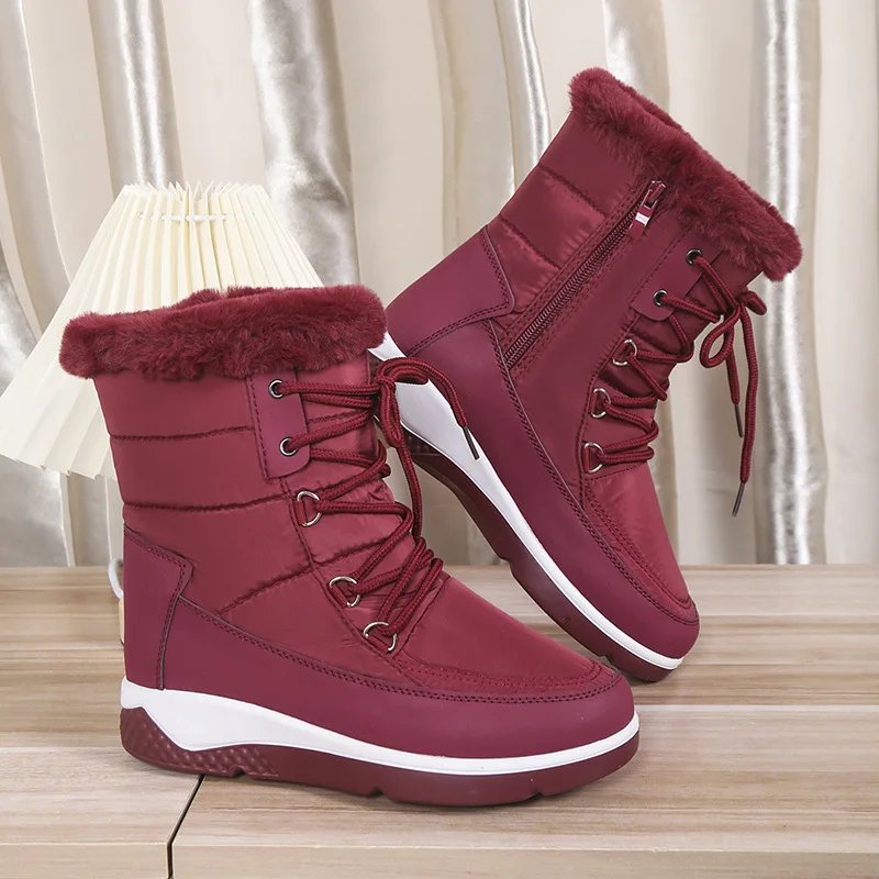

Women's Thicken Plush Waterproof Snow Boots Platform Warm Fur Ankle Boots Woman Winter 2023 Casual Non Slip Cotton Padded Shoes