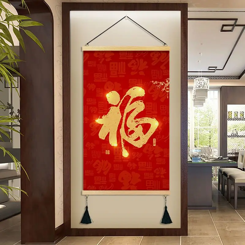 

Chinese Style Calligraphy Scroll Wall Art Paintings Vintage Room Decor Aesthetic Living Room Home Decoration Tapestry Hanging