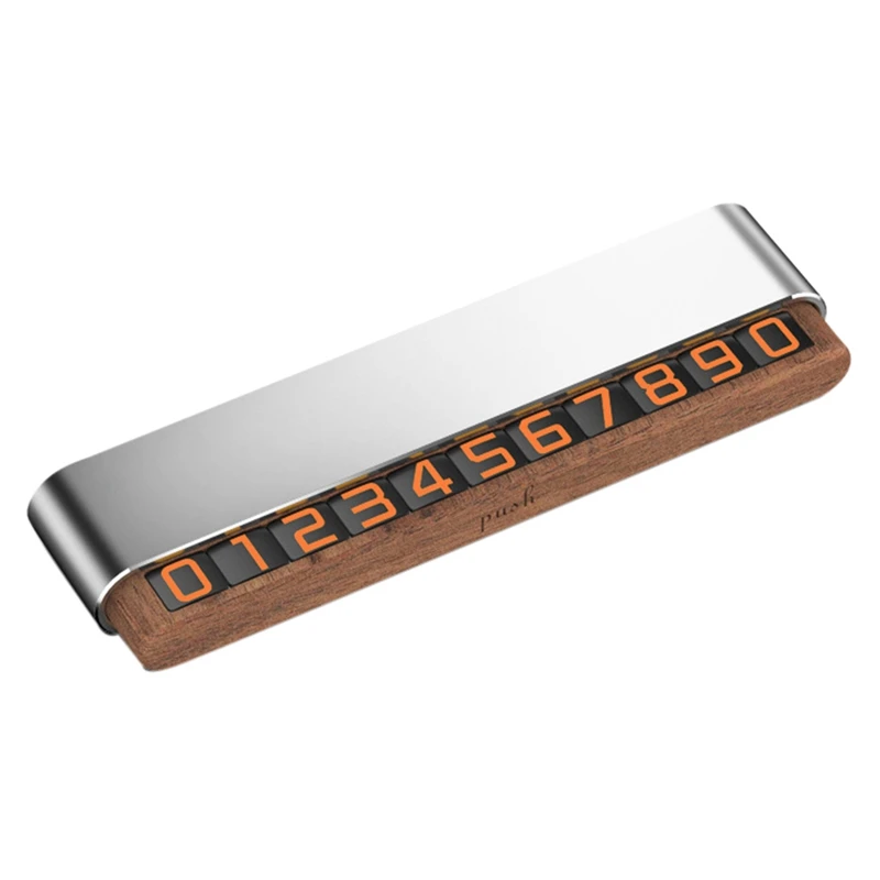 

Car Temporary Car License Plate Walnut Creative Double Number Temporary Parking Sign Can Hide Luminous Parking Card