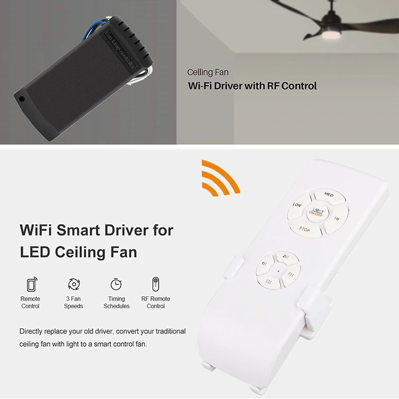 

Tuya WIFI Smart Ceiling Fan Controller Light Tuya/smart Life APP Speed Remote Control Switch Work With Alexa Google Home