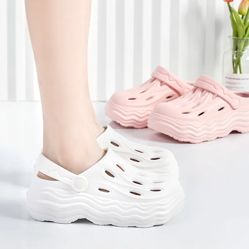 7cm Height Increasing Slippers Girls Pink Beach Clogs Shoes Women's Summer Platform Sandal Slipper Woman White Mules Garden Clog