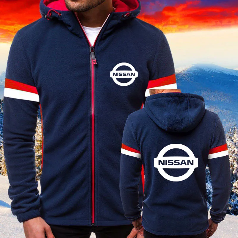 

New Fleece cotton men's sweatshirt Nissan car logo print Fashion Hip Hop Harajuku Men's Hooded Cardigan High quality jacket top